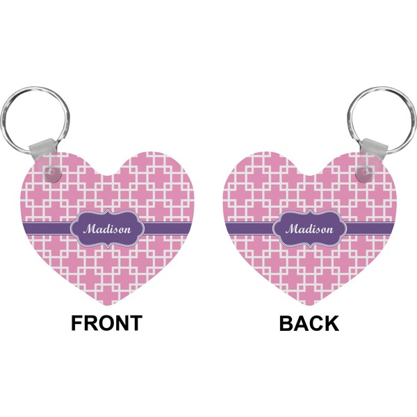 Linked Squares Heart Keychain (Front + Back)