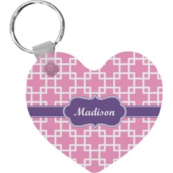 Linked Squares Heart Plastic Keychain w/ Name or Text