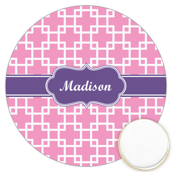 Custom Linked Squares Printed Cookie Topper - 3.25" (Personalized)