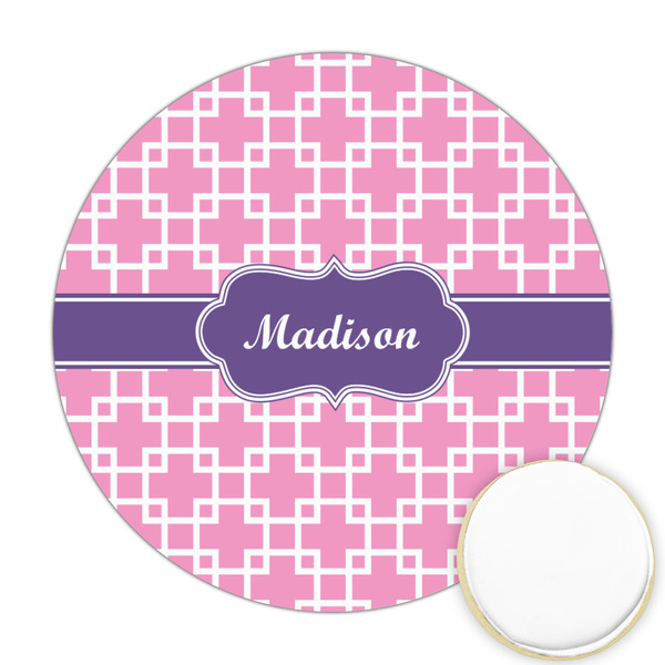 Custom Linked Squares Printed Cookie Topper - Round (Personalized)