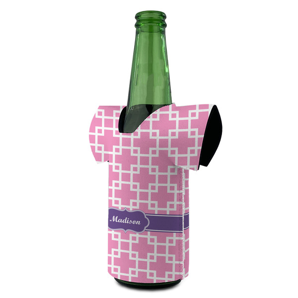 Linked Squares Jersey Bottle Cooler - ANGLE (on bottle)