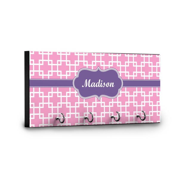 Linked Squares Key Hanger - Front View with Hooks