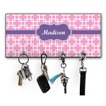 Linked Squares Key Hanger w/ 4 Hooks w/ Name or Text