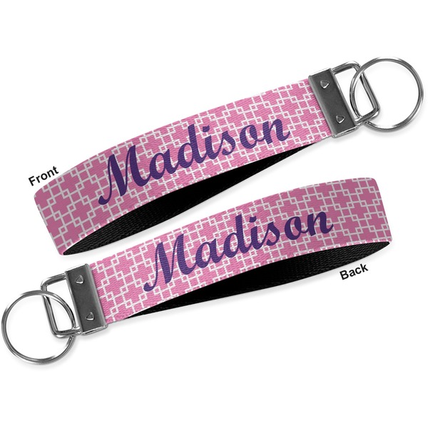 Linked Squares Key-chain - Metal and Nylon - Front and Back