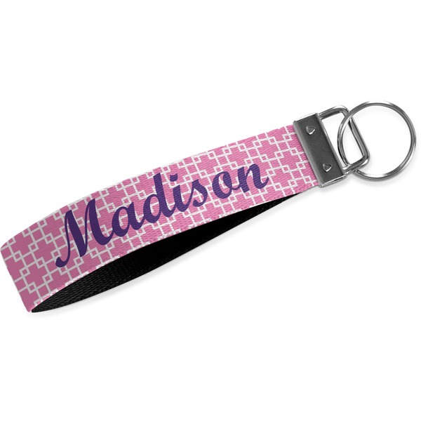 Custom Linked Squares Webbing Keychain Fob - Small (Personalized)