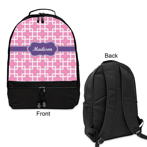 Linked Squares Large Backpack - Black - Front & Back View