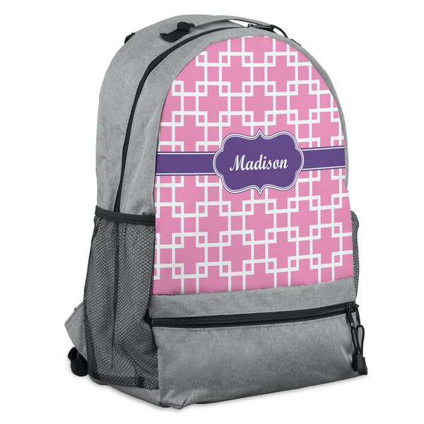 Custom Linked Squares Backpack - Grey (Personalized)