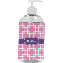 Linked Squares Plastic Soap / Lotion Dispenser (16 oz - Large - White) (Personalized)