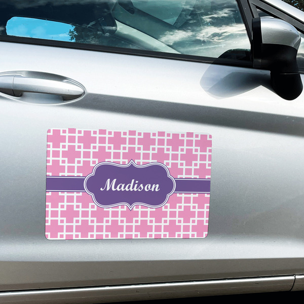 Linked Squares Large Rectangle Car Magnets- In Context