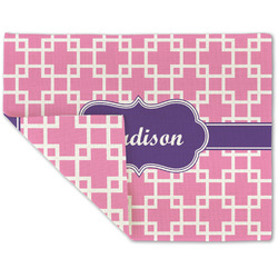 Linked Squares Double-Sided Linen Placemat - Single w/ Name or Text