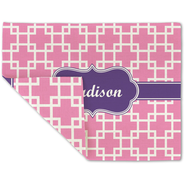 Custom Linked Squares Double-Sided Linen Placemat - Single w/ Name or Text