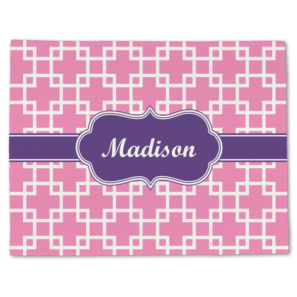 Custom Linked Squares Single-Sided Linen Placemat - Single w/ Name or Text