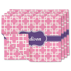 Linked Squares Linen Placemat w/ Name or Text