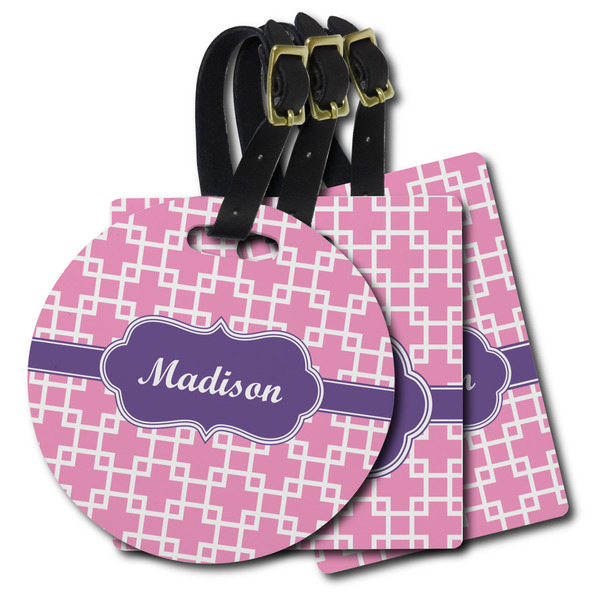 Custom Linked Squares Plastic Luggage Tag (Personalized)