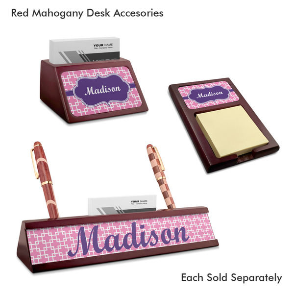 Linked Squares Mahogany Desk Accessories