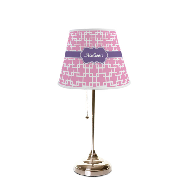 Linked Squares Poly Film Empire Lampshade - On Stand