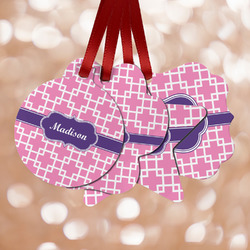 Linked Squares Metal Ornaments - Double Sided w/ Name or Text