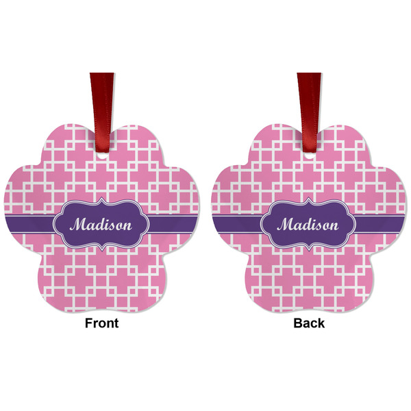 Linked Squares Metal Paw Ornament - Front and Back