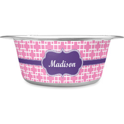 Linked Squares Stainless Steel Dog Bowl (Personalized)