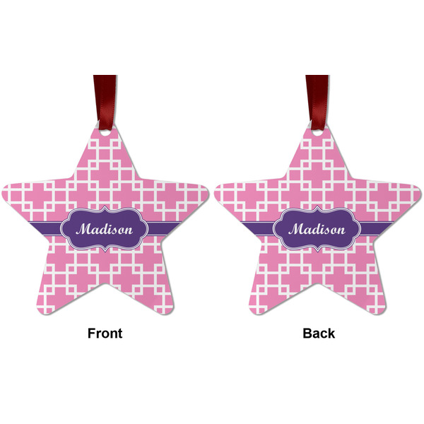 Linked Squares Metal Star Ornament - Front and Back
