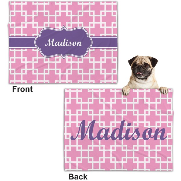 Linked Squares Microfleece Dog Blanket - Regular - Front & Back