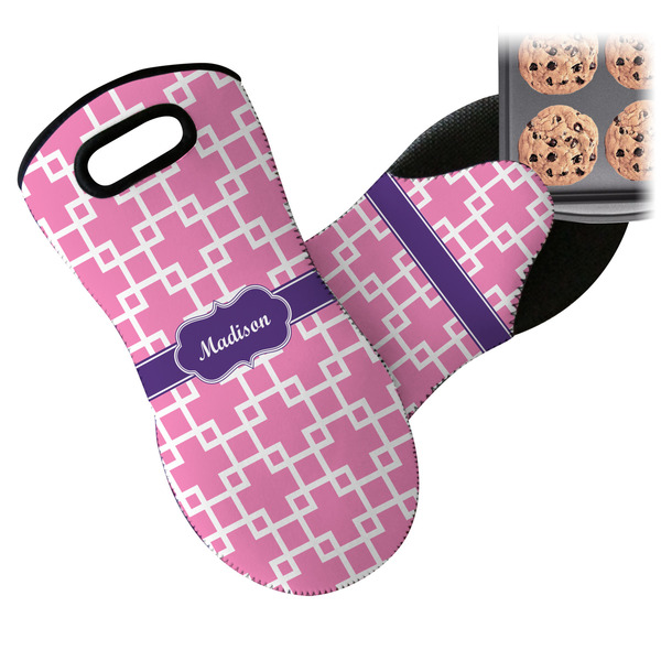Linked Squares Neoprene Oven Mitt