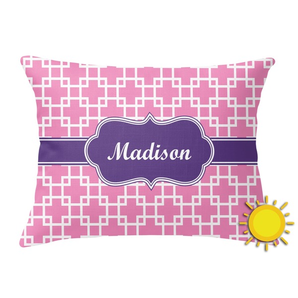 Custom Linked Squares Outdoor Throw Pillow (Rectangular) (Personalized)