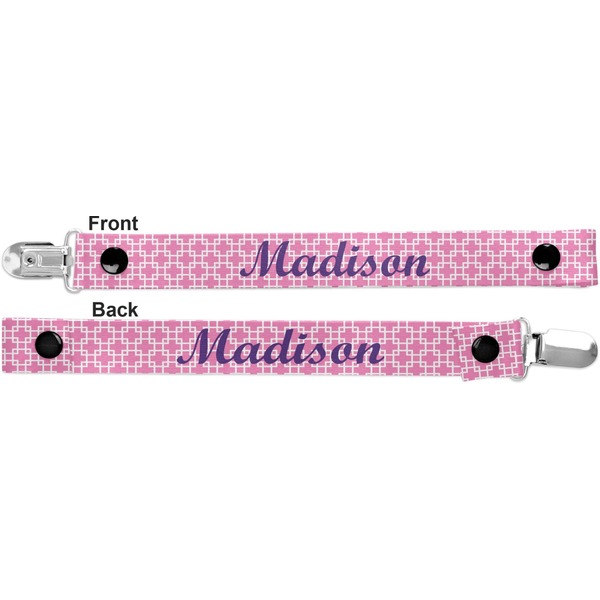 Linked Squares Pacifier Clip - Front and Back