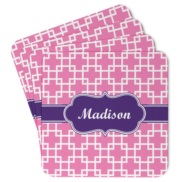 Custom Linked Squares Paper Coasters w/ Name or Text