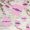 Linked Squares Party Supplies Combination Image - All items - Plates, Coasters, Fans