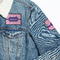 Linked Squares Patches Lifestyle Jean Jacket Detail