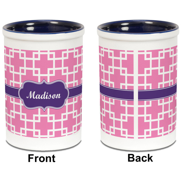 Linked Squares Pencil Holder - Blue - approval