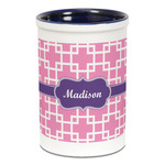 Linked Squares Ceramic Pencil Holders - Blue