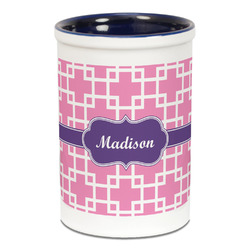 Linked Squares Ceramic Pencil Holders - Blue