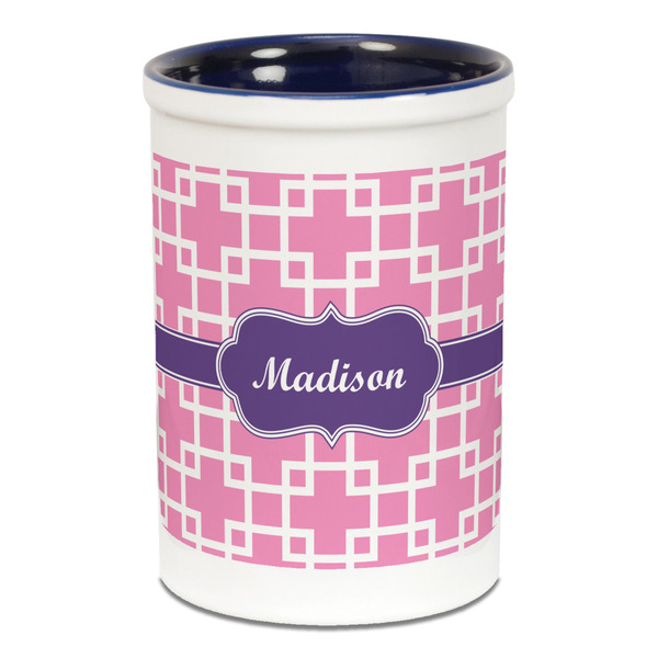 Linked Squares Pencil Holder - Blue