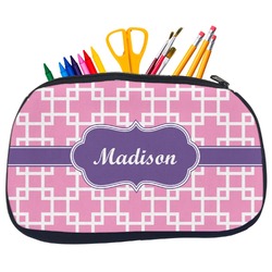 Linked Squares Neoprene Pencil Case - Medium w/ Name or Text