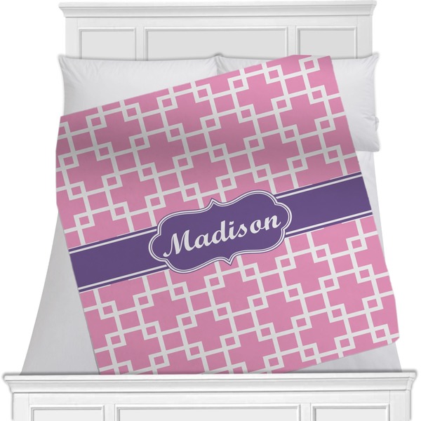 Custom Linked Squares Minky Blanket - Twin / Full - 80"x60" - Single Sided (Personalized)