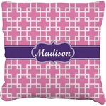 Linked Squares Faux-Linen Throw Pillow (Personalized)