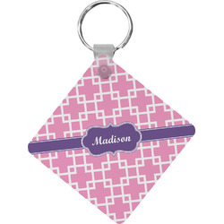 Linked Squares Diamond Plastic Keychain w/ Name or Text