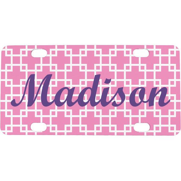 Custom Linked Squares Mini / Bicycle License Plate (4 Holes) (Personalized)