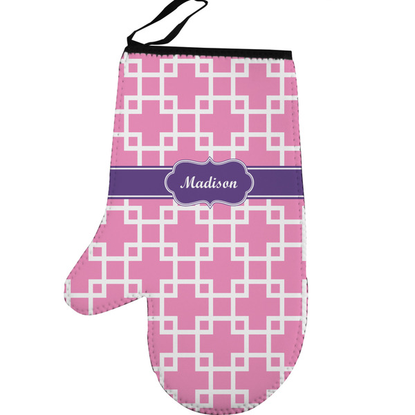 Linked Squares Personalized Oven Mitt - Left