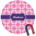 Linked Squares Round Fridge Magnet (Personalized)