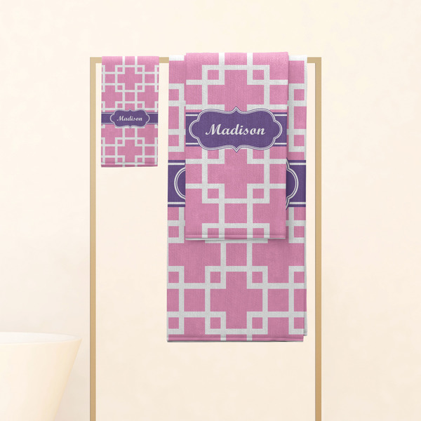 Linked Squares Personalized Towel Set