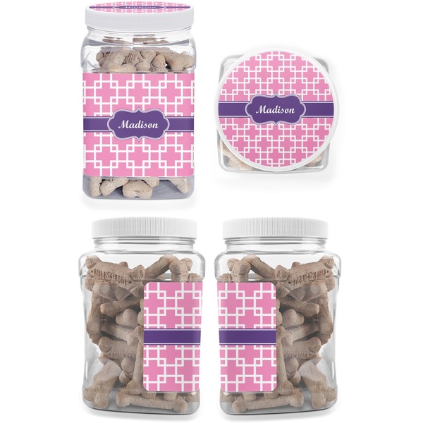Linked Squares Pet Treat Jar - Multiple Angles