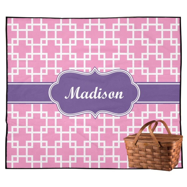 Custom Linked Squares Outdoor Picnic Blanket (Personalized)