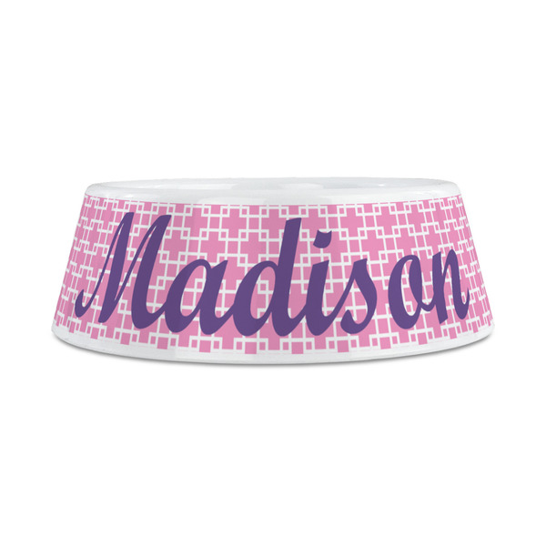 Linked Squares Plastic Dog Bowls - Medium - FRONT