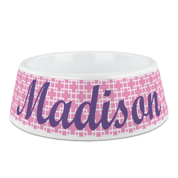 Custom Linked Squares Plastic Dog Bowl (Personalized)