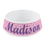 Linked Squares Plastic Dog Bowl - Small (Personalized)