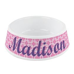 Linked Squares Plastic Dog Bowl - Small (Personalized)