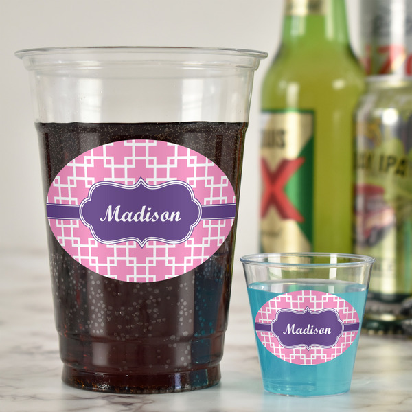 Linked Squares Plastic Shot Glasses - In Context